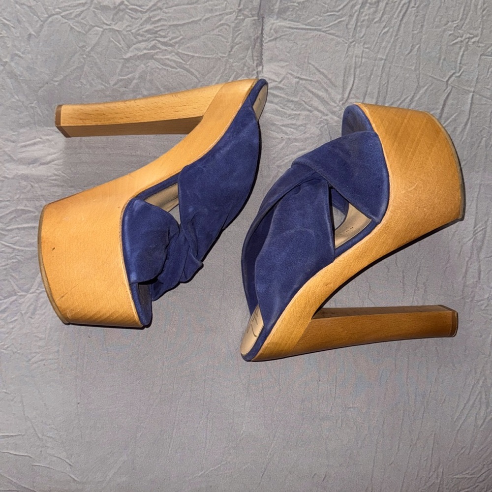 Giuseppe Zanoti platform mules 37 Blue and wood
